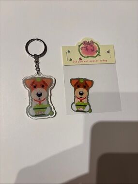 Wire-Fox Terrier Keychain and Sticker Set